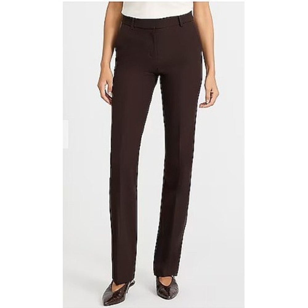 Express Y2K Editor Mid Rise Bootcut Pants Women Size 6R Brown Twill EUC